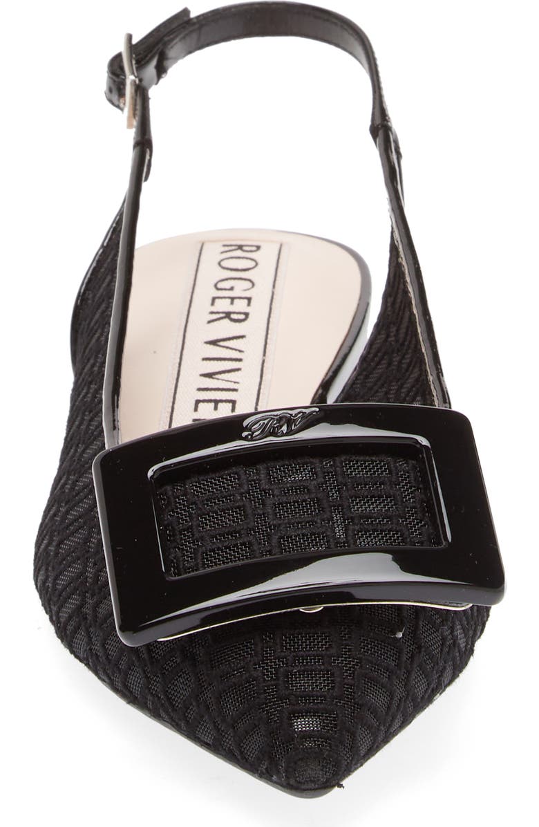 Roger Vivier Gommettine Embroidered Mesh Pointed Toe Slingback Flat, Alternate, color,