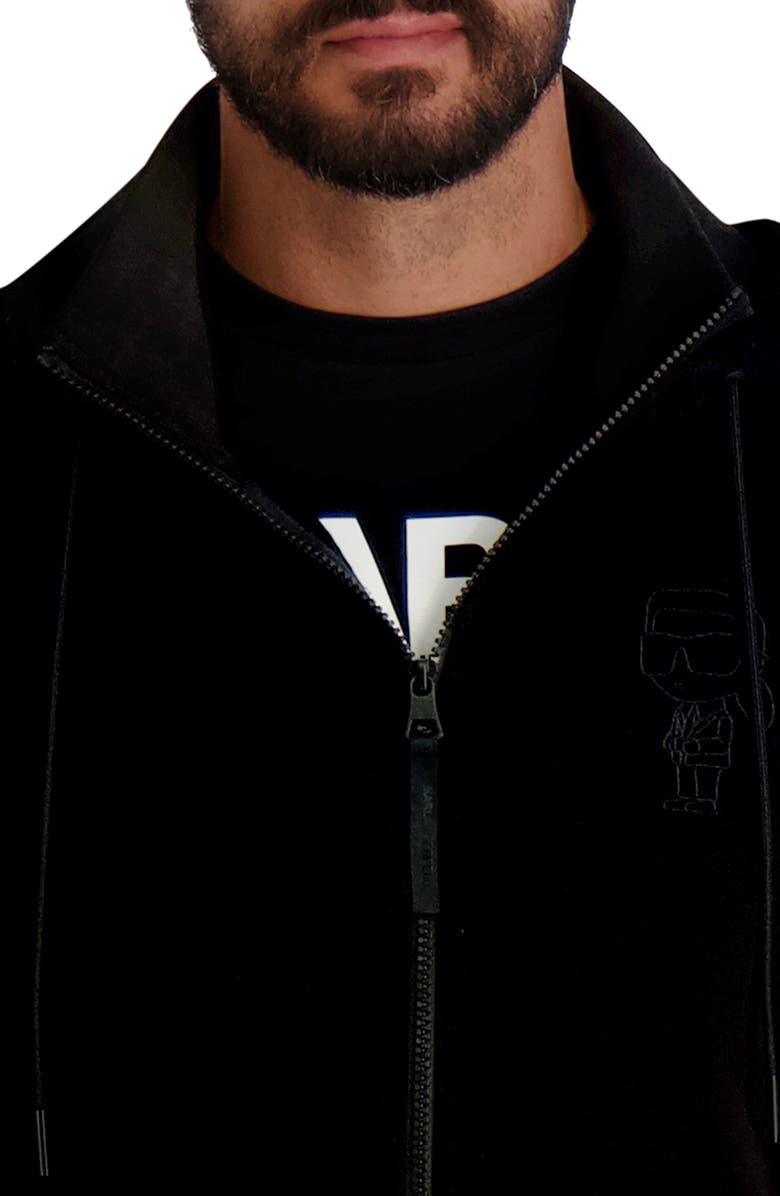 KARL LAGERFELD PARIS Zip Fleece Hoodie, Alternate, color, Black