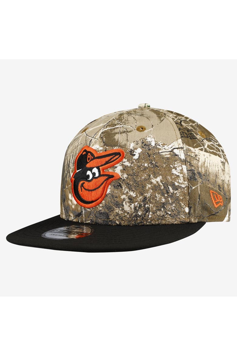 Men's New Era Camo Baltimore Orioles Realtree Orange Pop 9FIFTY Snapback Hat, Main, color, Camo