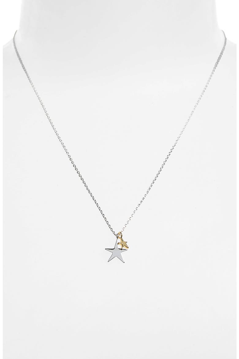 Two-Tone Double Star Pendant Necklace, Alternate, color, SILVER/ GOLD
