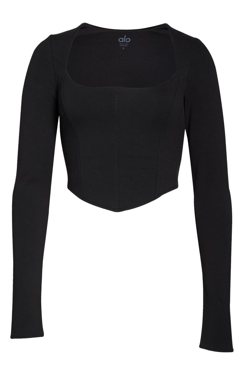 Alo Corset Detail Crop T-Shirt, Alternate, color, 