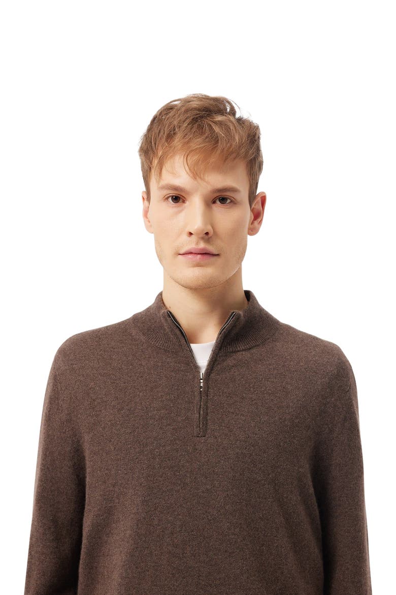 Essential Half-Zip Cashmere Sweater, Alternate, color, cocoa