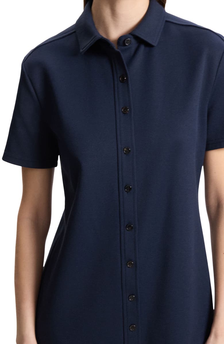 Theory Short Sleeve Piqué Shirtdress, Alternate, color, Nocturne Navy