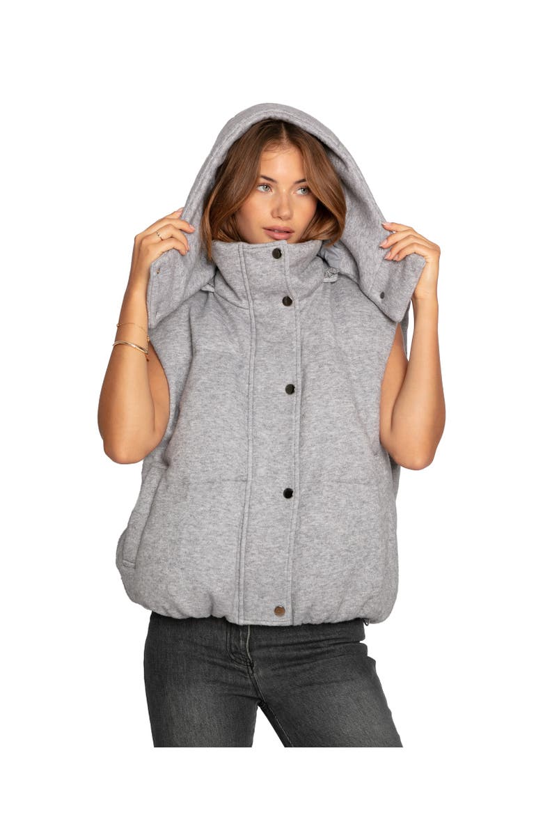 Golden Hour Hooded Puffer Vest, Alternate, color, Grey