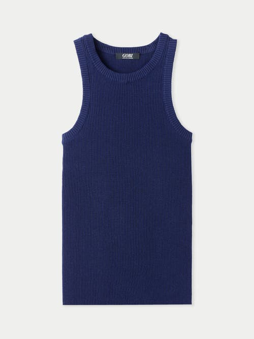 Gobi Mongolian Cashmere Cotton Silk Cashmere Tank Top In Navy