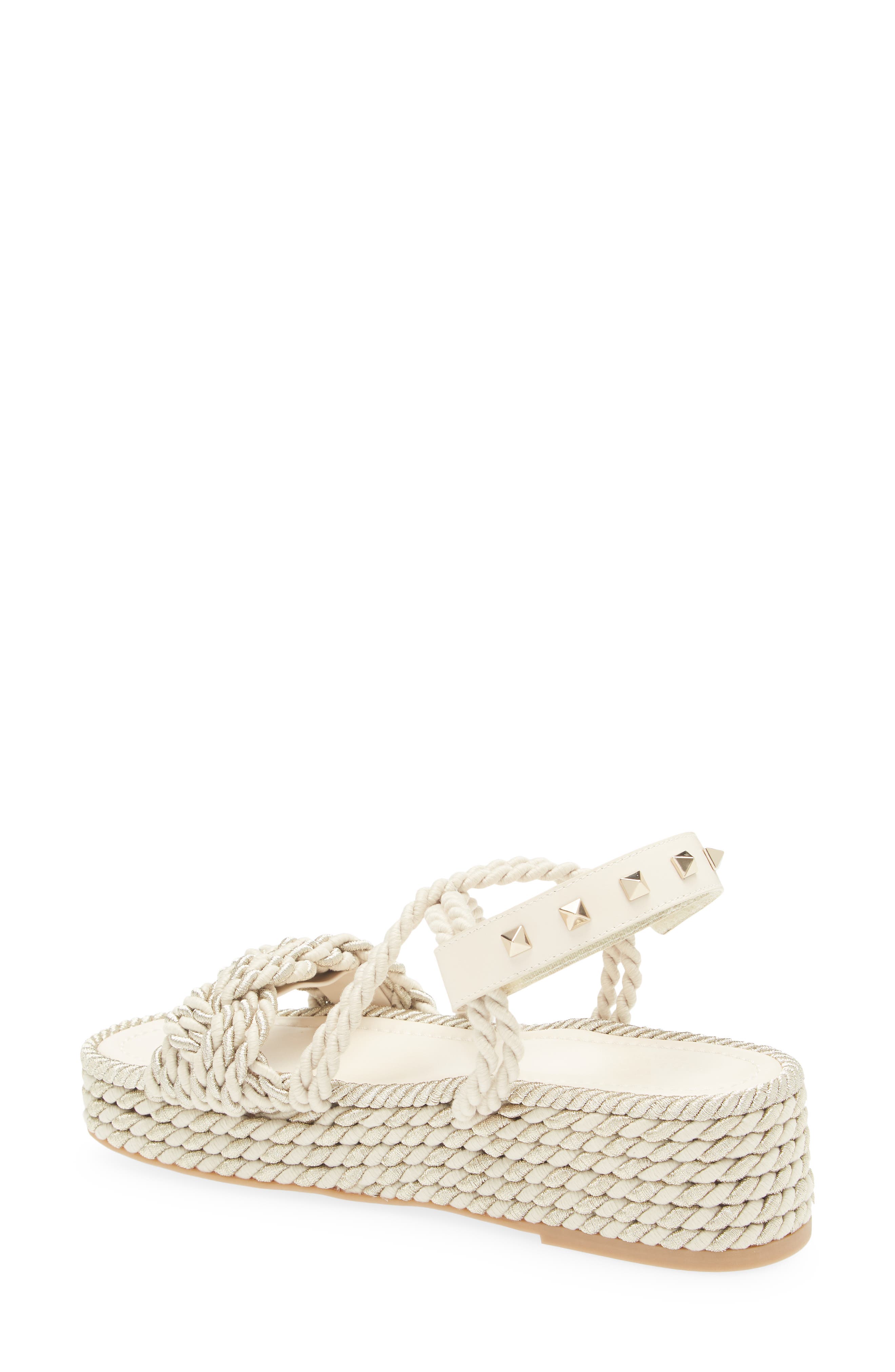 Rockstud Torchon Platform Sandal, Alternate, color, LIGHT IVORY
