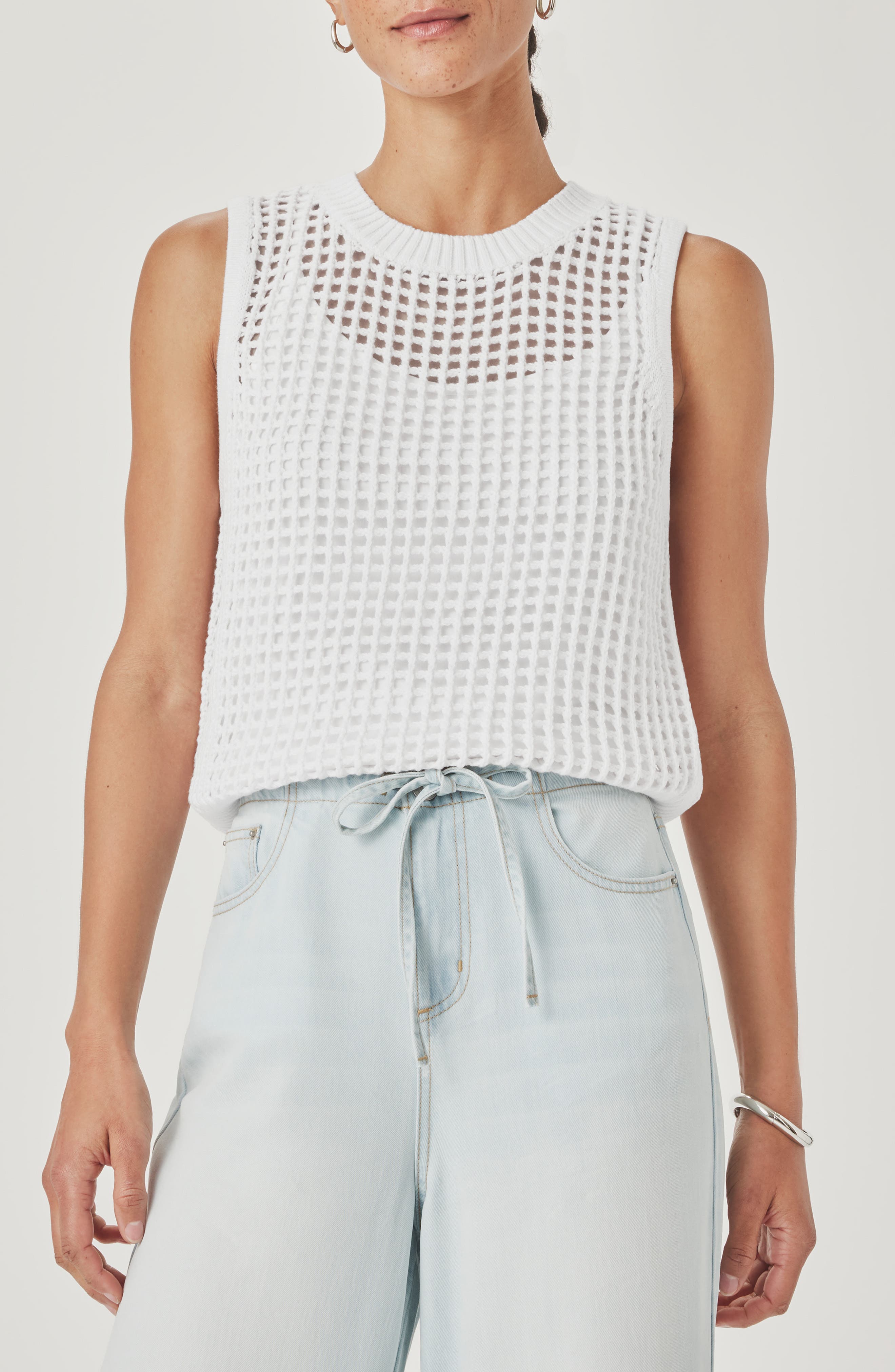 Camellia Open Knit Sleeveless Sweater - image 3