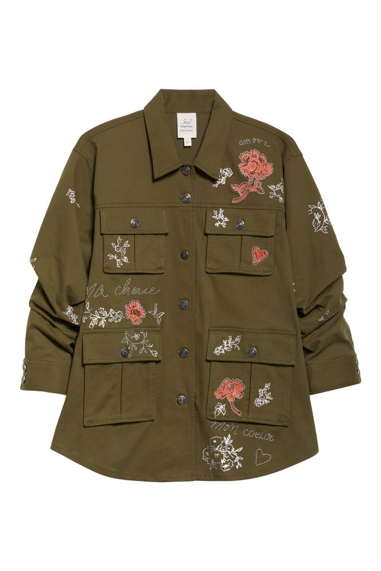 Desert Rose Vera Embroidered Utility Jacket, Alternate, color, DARK OLIVE/ MULTI
