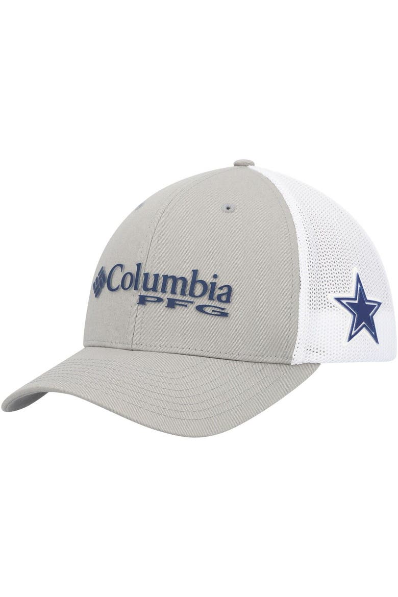 Men's Columbia Gray/White Dallas Cowboys PFG Ball Flex Hat , Main, color, Gray