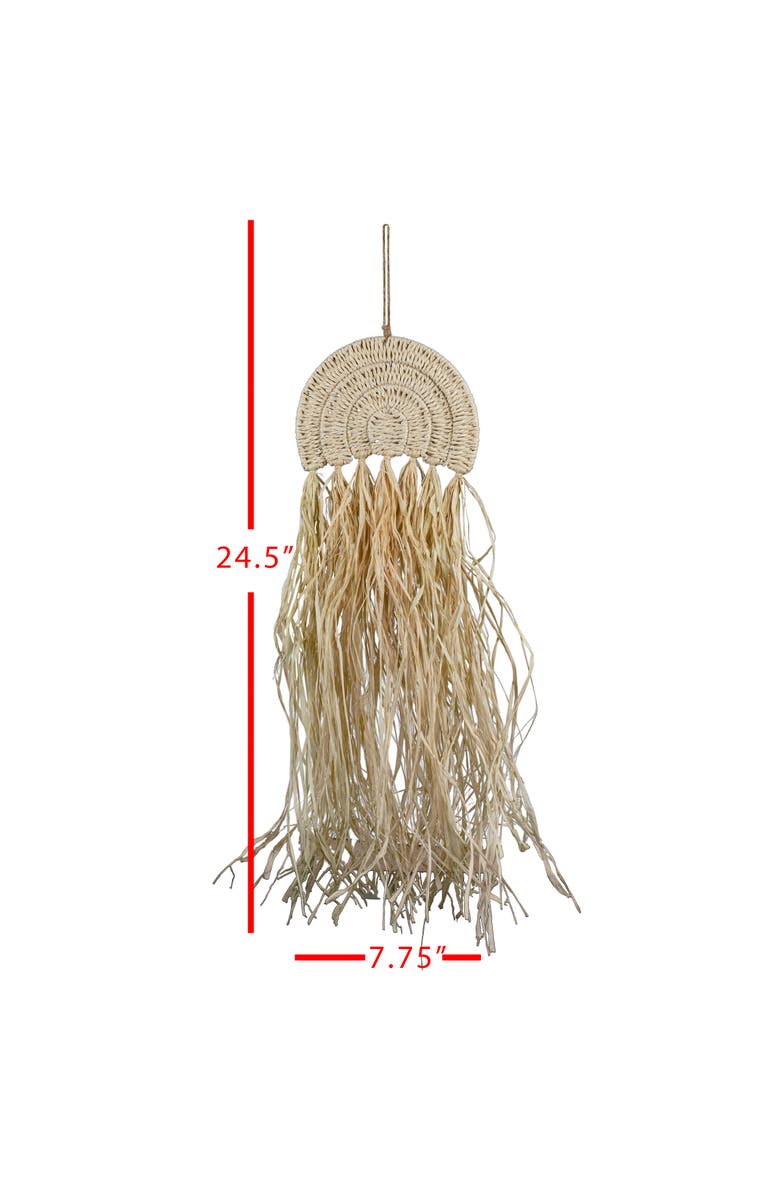 Foreside Home and Garden Harmony Arch Hanging Accent Seagrass & Raffia, Alternate, color, Beige