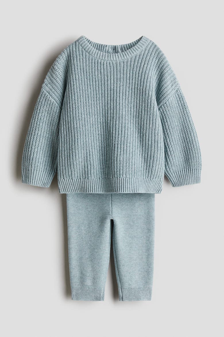 2-piece Cotton Knit Set, Alternate, color, Turquoise