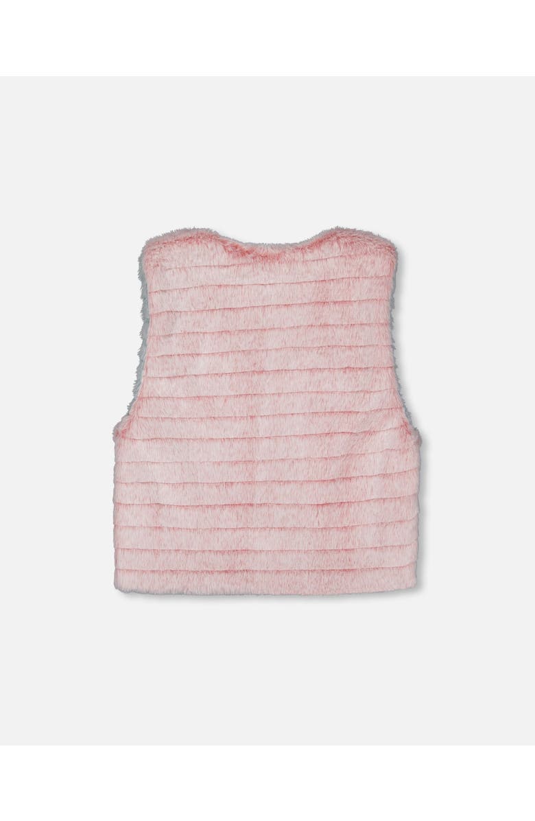 Deux par Deux Girl's Reversible Faux Fur Vest Pink And Turquoise, Alternate, color, 