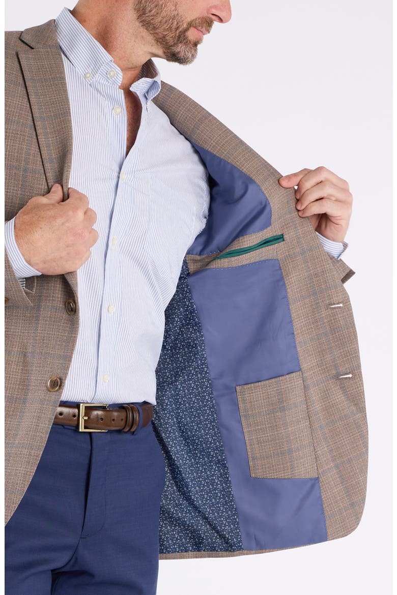 Windowpane Wool Blend Sport Coat, Alternate, color, TAUPE