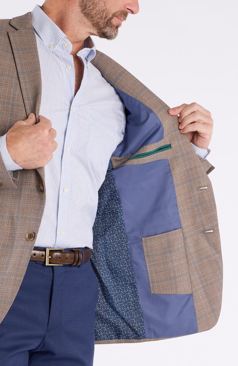 CRICKETEER Windowpane Wool Blend Sport Coat, Alternate, color, Taupe
