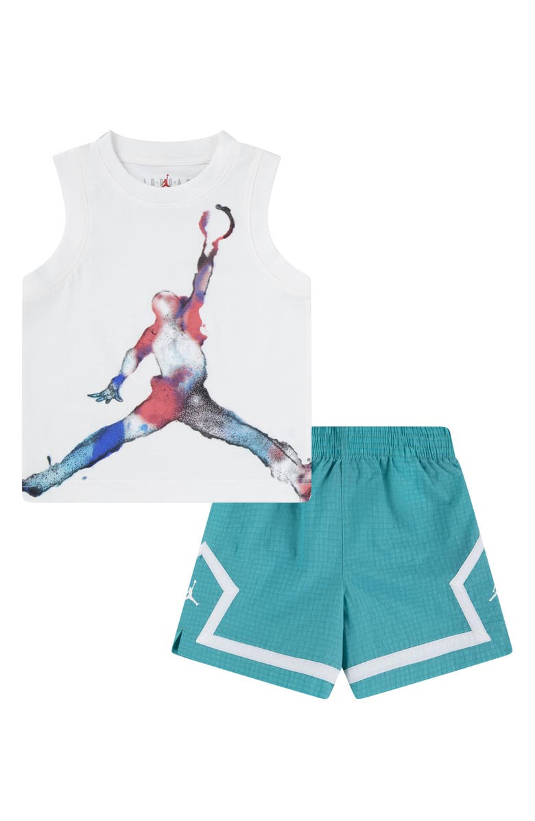 Jordan Kids' JDB Jumpman Poolside Graphic Tank & Shorts Set, Main, color, Washed Teal