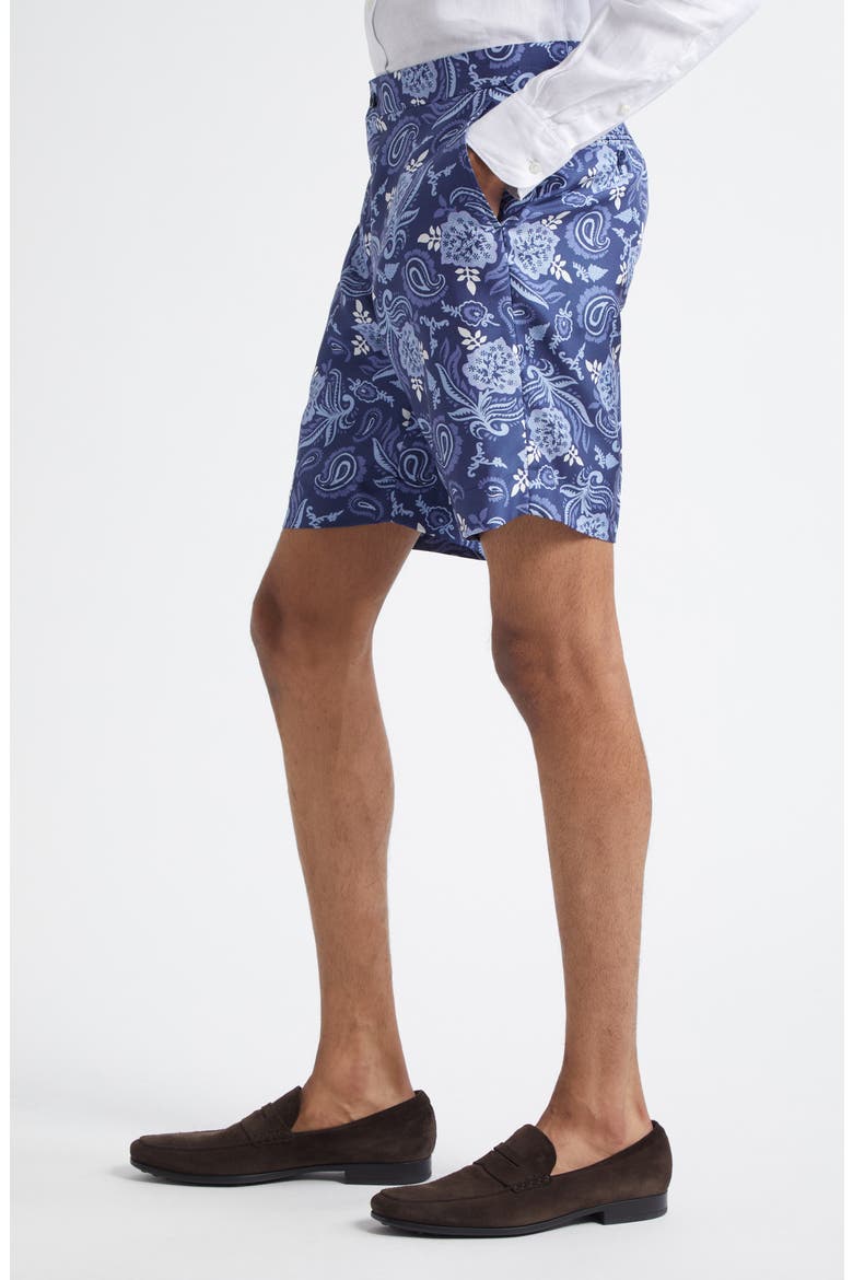 Hand Tailored Maiori Choppa Print Silk Shorts, Alternate, color, NAVY TONAL