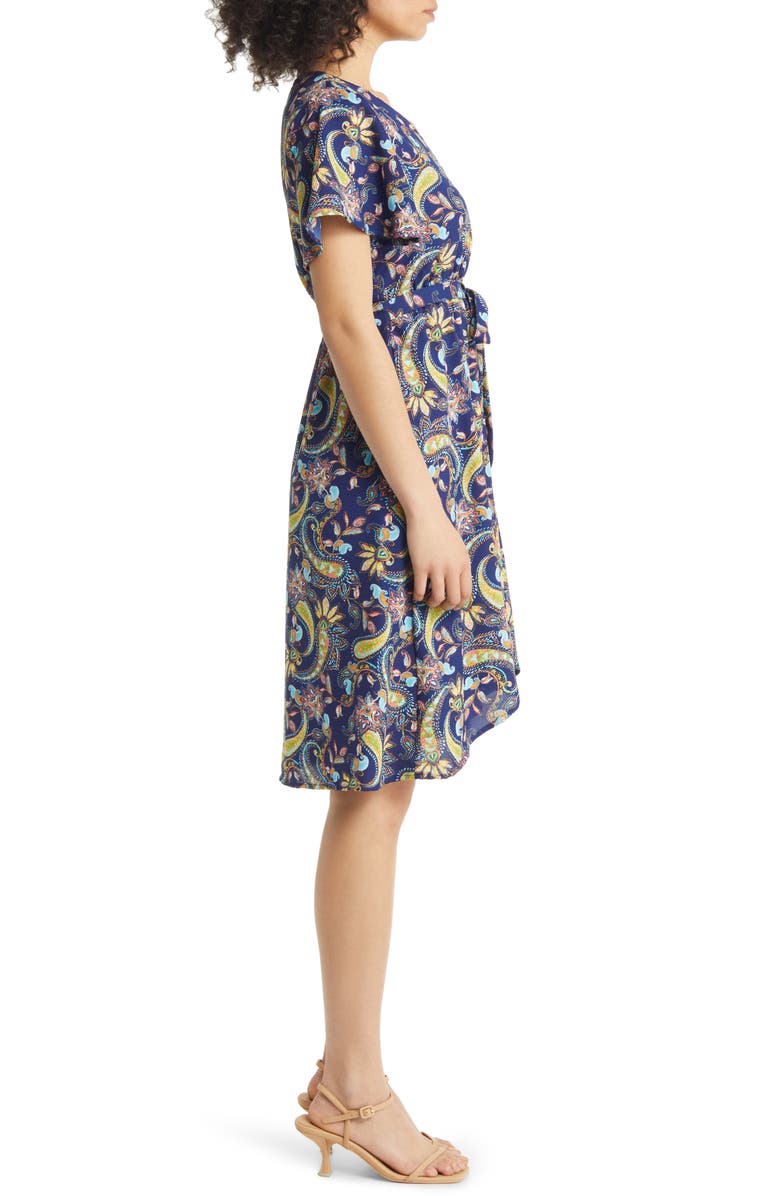 Harlow & Rose Paisley Tie Waist A-Line Dress, Alternate, color,