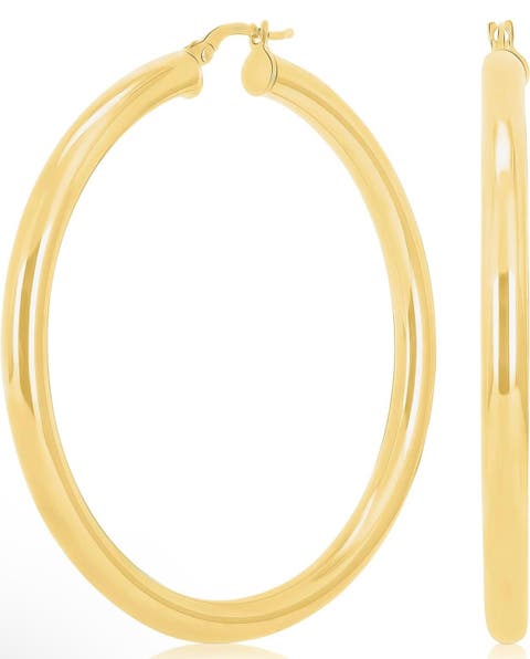 Sterling Silver Large Gold Tone Hoops