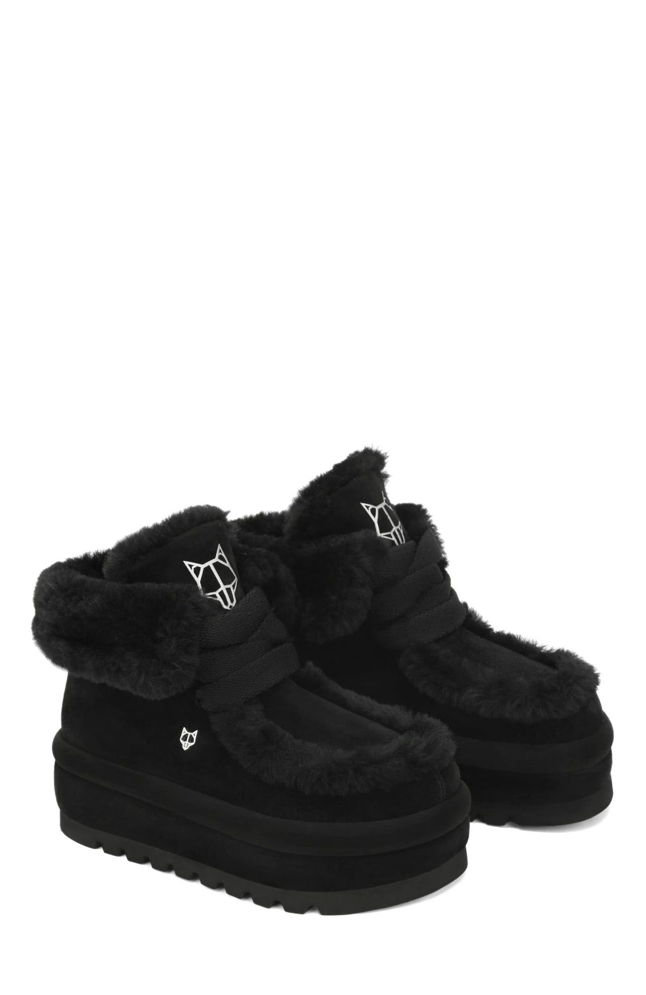 Naked Wolfe Bambi Black Suede/Shearling, Alternate, color, Black