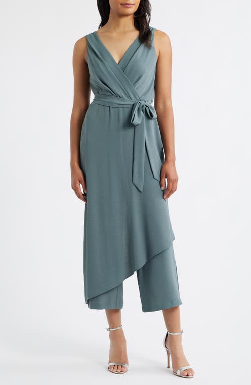 Connected Apparel Wrap Jumpsuit in Moss 