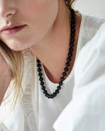 The Pearl Source 8.0-8.5mm Japanese Akoya Black Pearl Necklace - AAA Quality