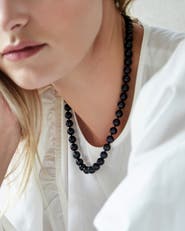 The Pearl Source 8.0-8.5mm Japanese Akoya Black Pearl Necklace - AAA Quality