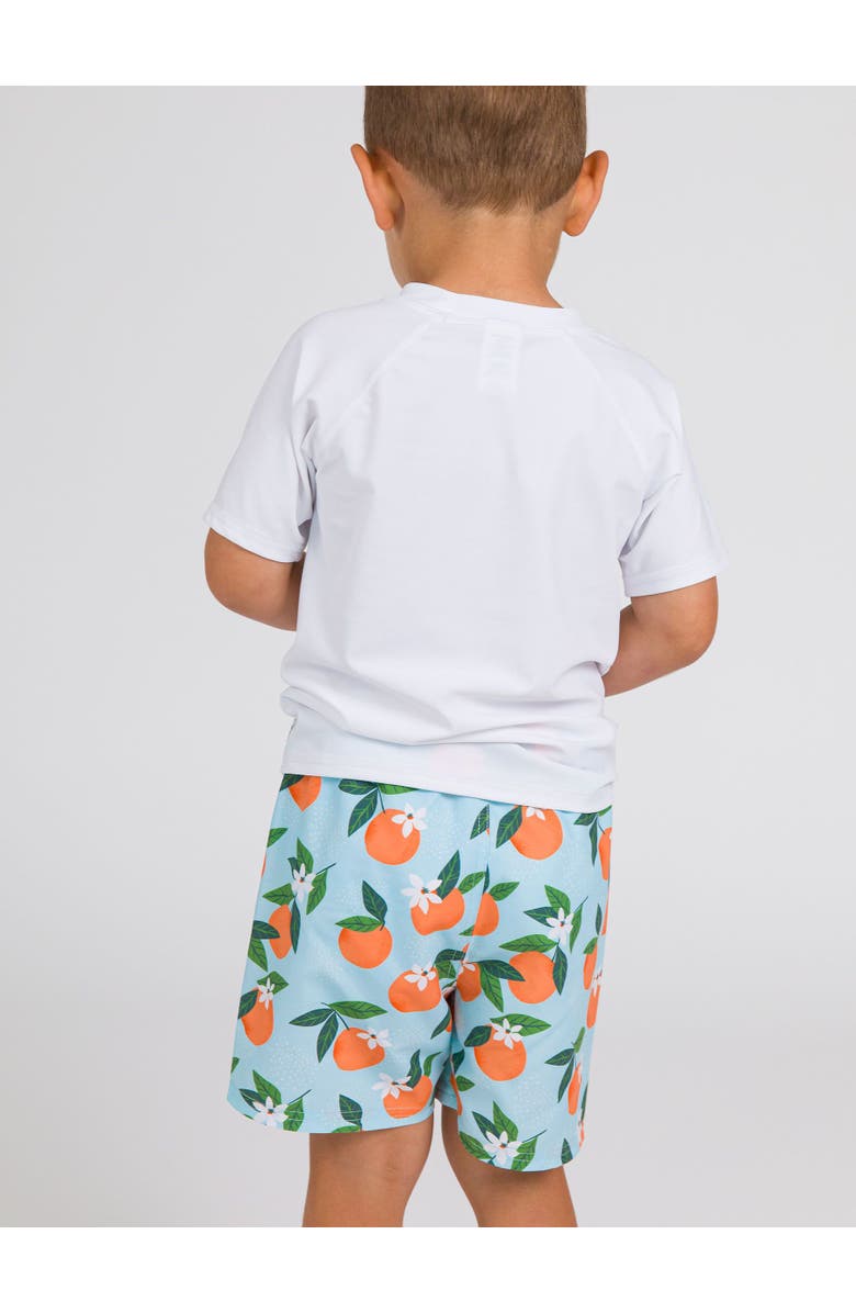 RuggedButts Boys Orange You The Sweetest UPF50+ Swim Trunks, Alternate, color, Blue Orange You The Sweetest