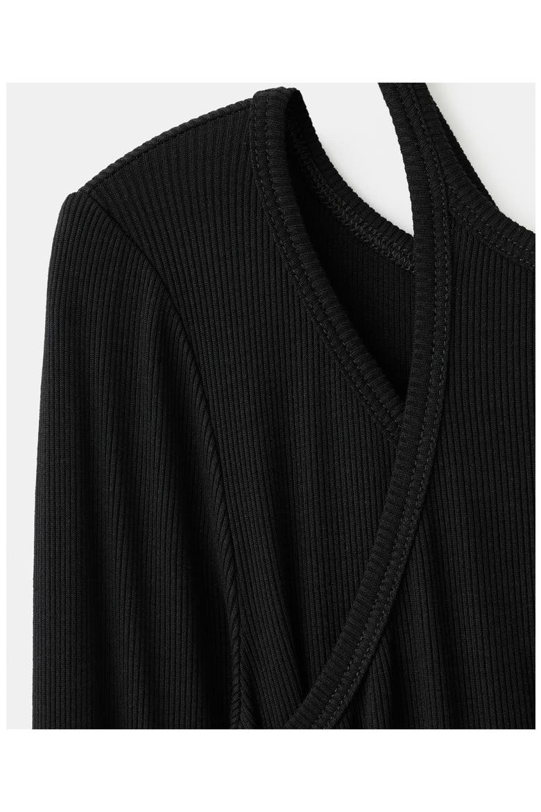 Layered Look Long Sleeve Rib T-Shirt, Alternate, color, BLACK