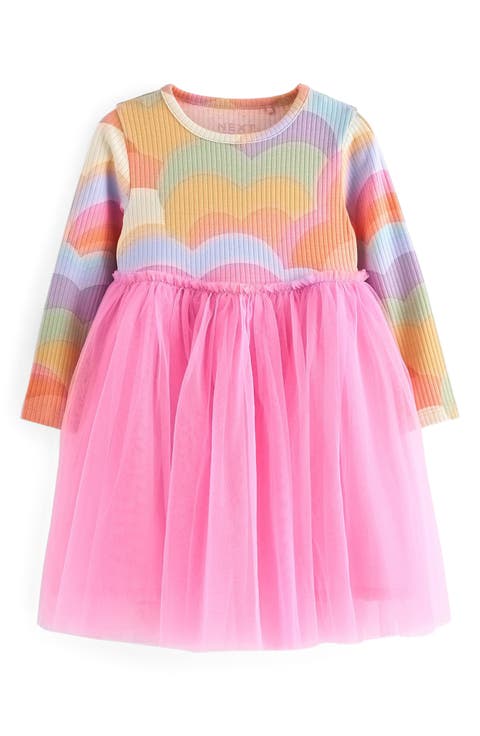 Kids' Long Sleeve Jersey & Mesh Dress (Little Kid)