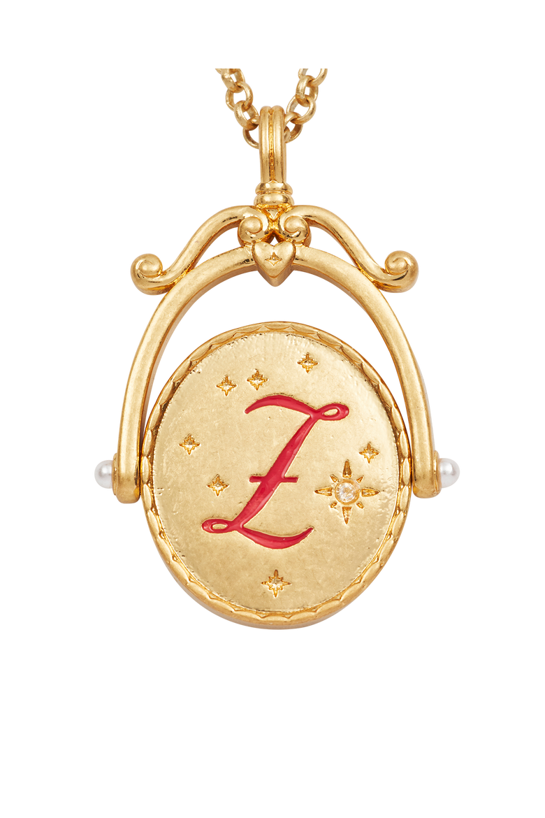 Z Initial Zigzag Clover Gold Spinner Chain Necklace, Alternate, color, Gold