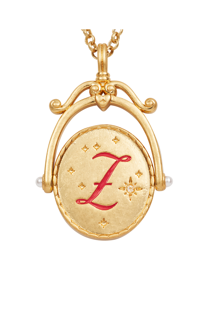 Fable England Z Initial Zigzag Clover Gold Spinner Chain Necklace, Alternate, color, Gold