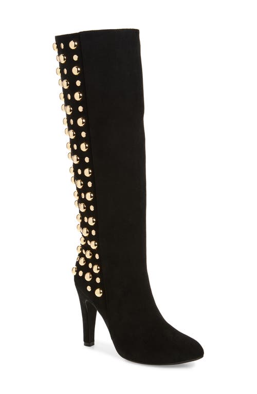 Jeffrey Campbell Big Stud Knee High Boot in Black Suede Gold 