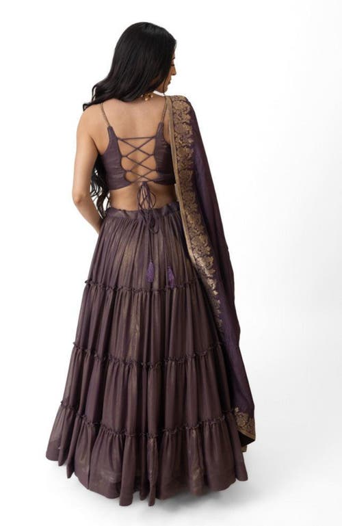 Raas Gaia Tiered Lehenga Choli Set In Brownish Purple