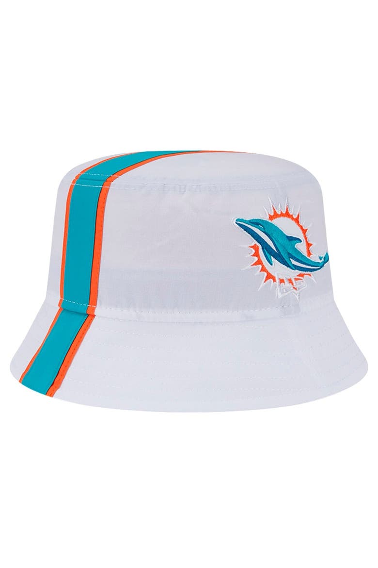 Men's New Era White Miami Dolphins Helmet Bucket Hat, Alternate, color, White