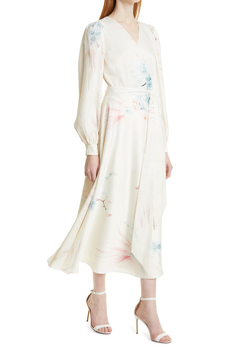 Floral Long Sleeve Maxi Dress, Alternate, color, NATURAL