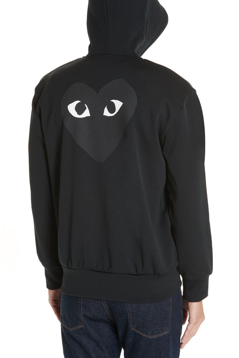 Big Black Heart Zip Hoodie, Alternate, color, BLACK