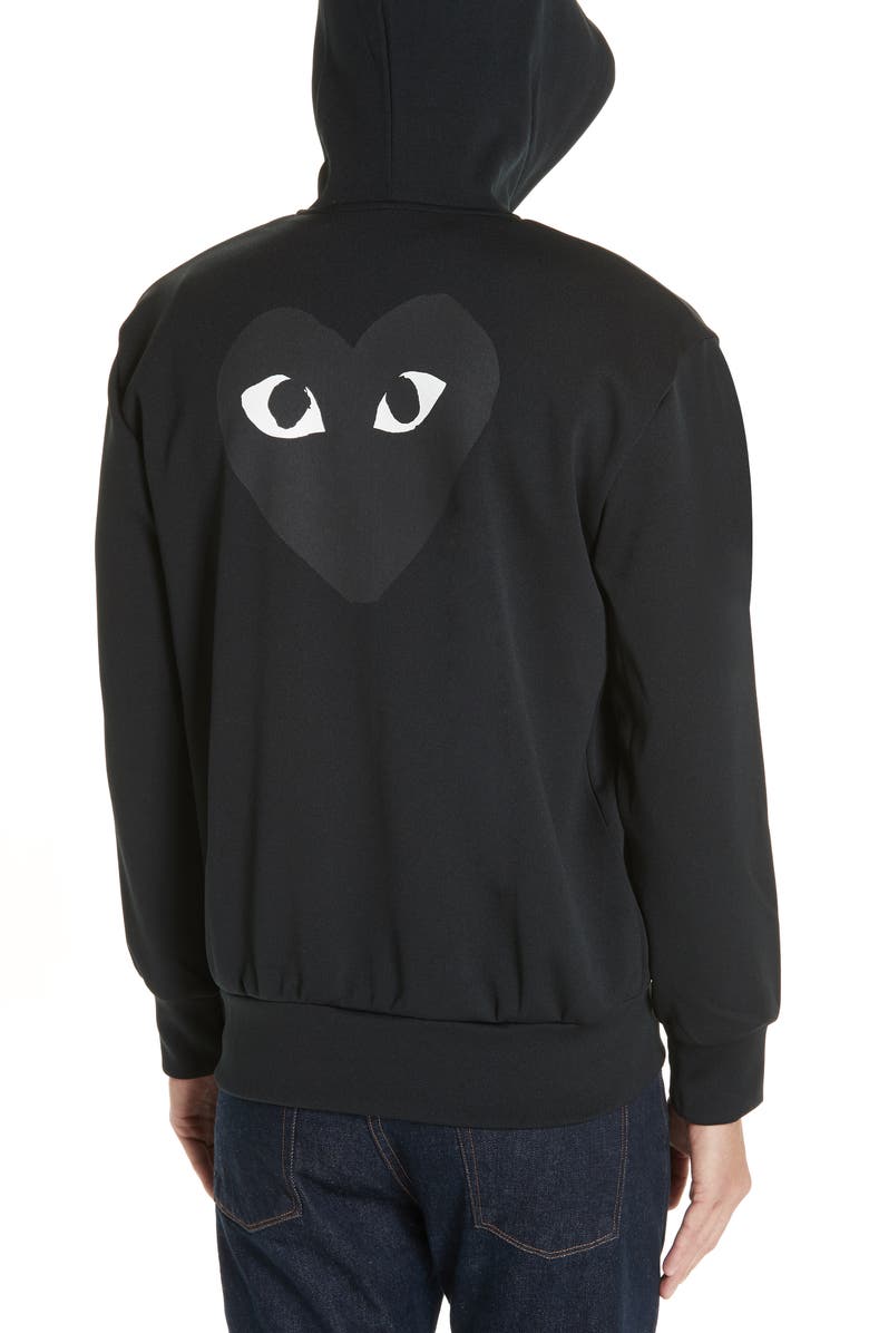 Comme des Garçons PLAY Big Black Heart Zip Hoodie, Alternate, color, Black