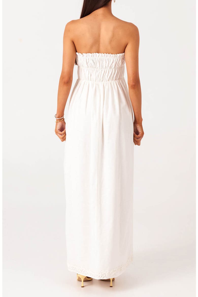 Ines Strapless Linen & Cotton Maxi Dress, Alternate, color, WHITE