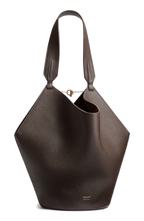 Small Lotus Leather Top Handle Bag
