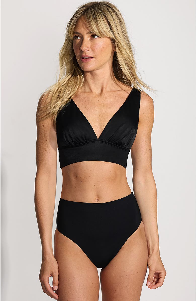 Lands' End Plunge Bikini Top, Main, color, Black
