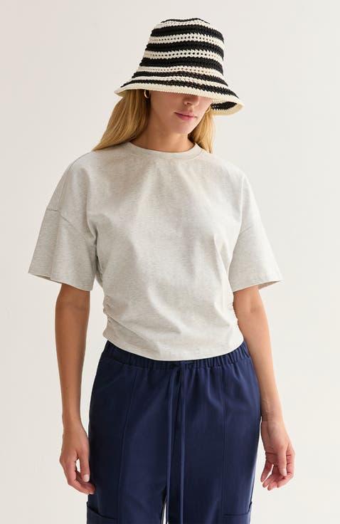 Semi Cropped Ruched Knit Top