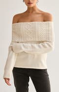 CRESCENT Off Shoulder Cable Knit Top