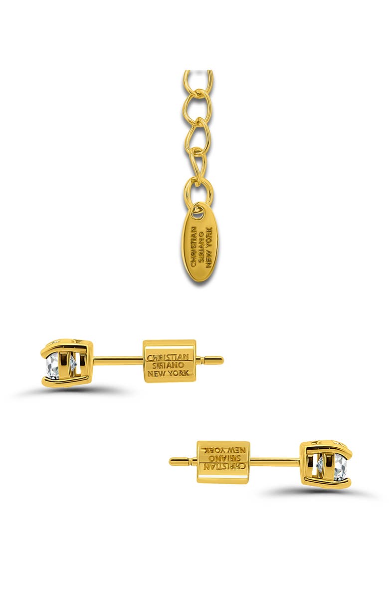 Christian Siriano Cubic Zirconia Teardrop Pendant Necklace & Stud Earrings Set, Alternate, color, Gold