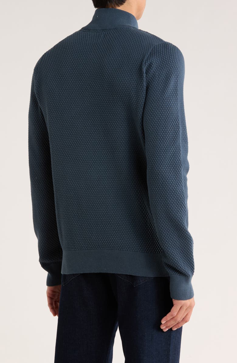 SOUL OF LONDON Textured Cotton Quarter Zip Sweater, Alternate, color, Navy/ Marine