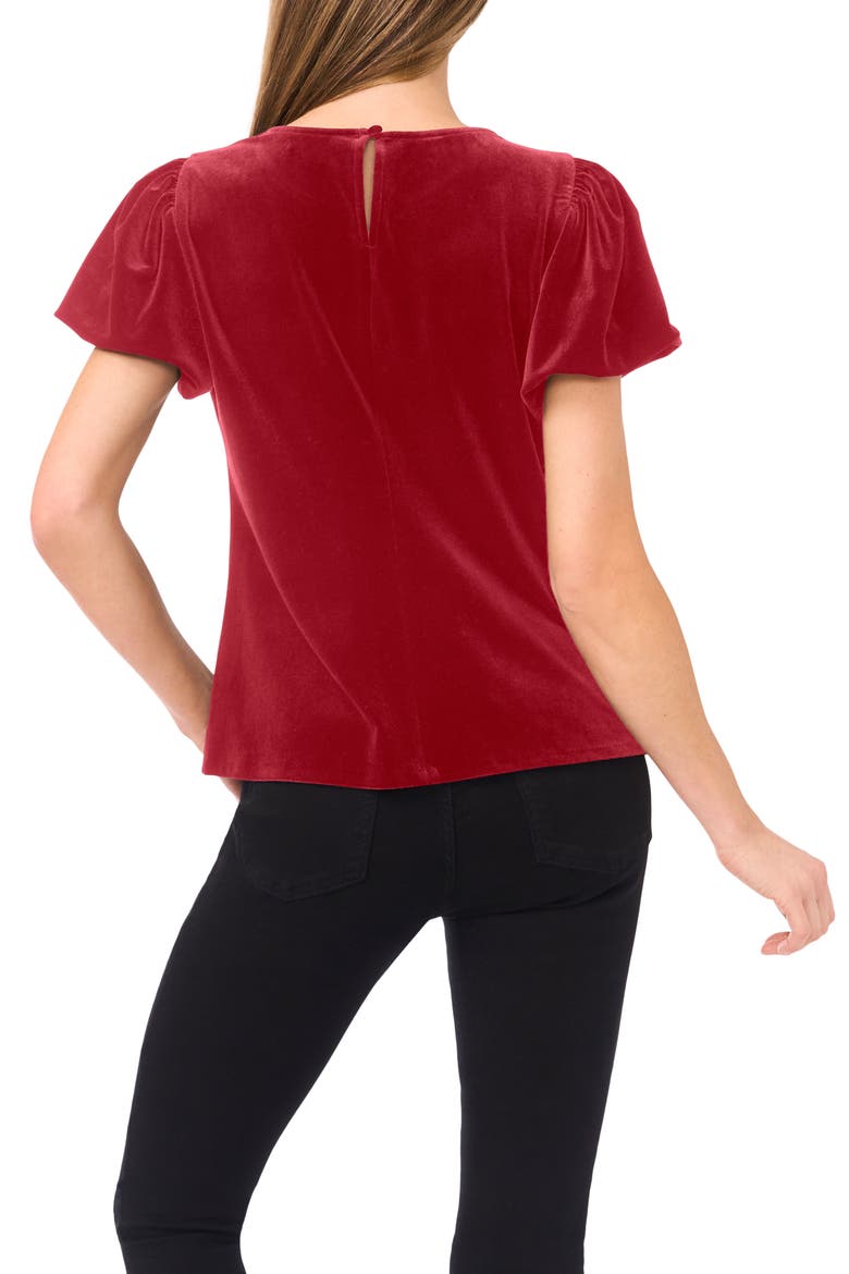 Puff Sleeve Stretch Velvet Top, Alternate, color, RED MAPLE