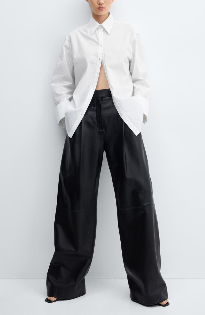 MANGO Oversize Cotton Button-Up Shirt, Alternate, color, 