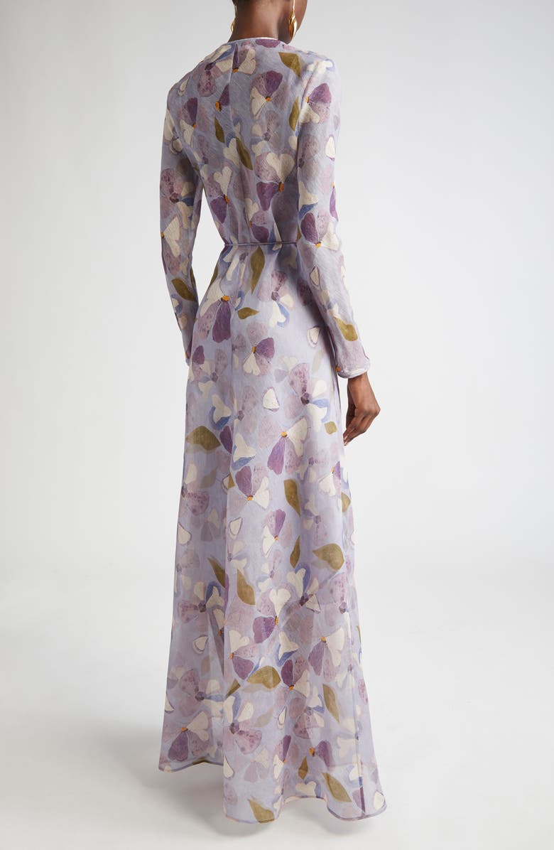 Zimmermann Floral Print Long Sleeve Linen & Silk Maxi Dress, Alternate, color,