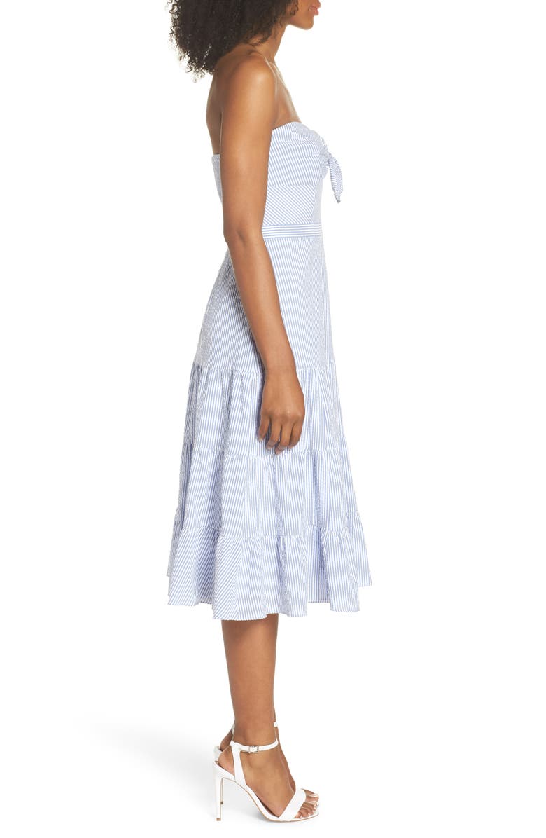 J.Crew Tie Front Strapless Dress, Alternate, color, 