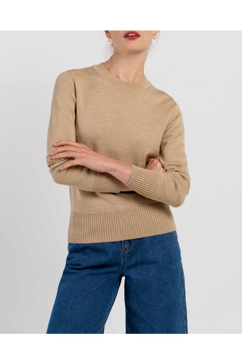 Minna Long Sleeve Crew Neck Sweater, Alternate, color, Soft Camel