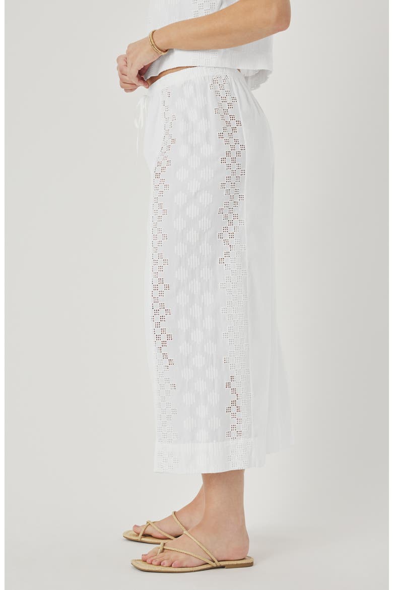 Kenzie Geo Eyelet Crop Wide Leg Pants, Alternate, color, WHITE